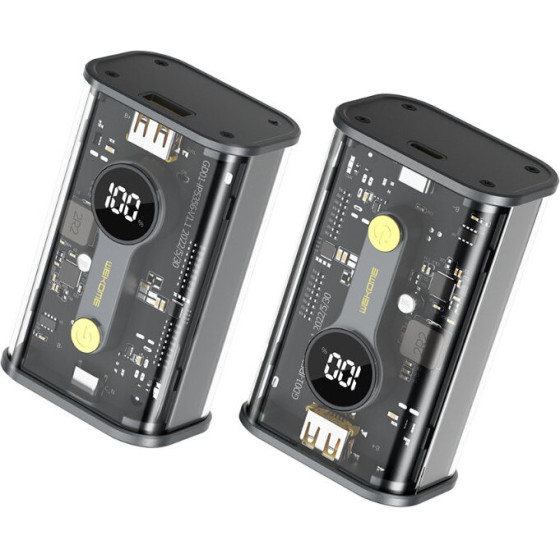 Wekome WP-333 Vanguard Series - Power Bank 10000 Mah Super Charging Pd 20W + Qc 22.5W (Black / Transparent) - (WK-WP-333)