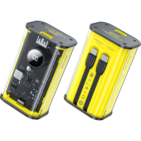 Wekome WP-345 Vanguard Series - Power Bank 10000 Mah Fast Charging With built-In USB-C & Lightning Pd 20W Cable + Qc 22.5W (Yellow) - (WK-WP-345_YELLOW)