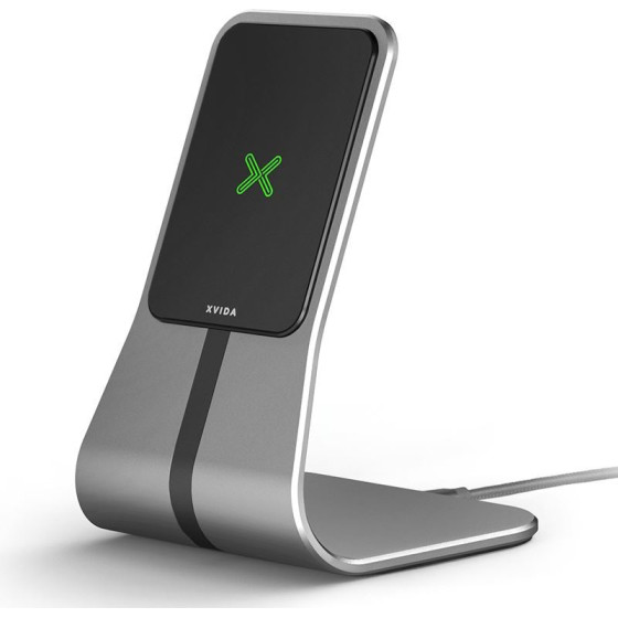 Xvidia Xvida (Power 2) Wireless Charging Desk Stand - Qi 7.5W (Silver) - (W2-DESKM-01SI-EU)
