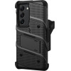 Zizo Bolt Series - Armoured Case For Samsung Galaxy S23 With 9H Glass For Screen + Holder With Stand (Black) - (BOLT-SAMGS23-BKBK)