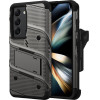 Zizo Bolt Series - Armoured Case For Samsung Galaxy S23 With 9H Glass For Screen + Holder With Stand (Grey) - (BOLT-SAMGS23-MGRBK)