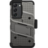 Zizo Bolt Series - Armoured Case For Samsung Galaxy S23 With 9H Glass For Screen + Holder With Stand (Grey) - (BOLT-SAMGS23-MGRBK)