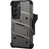 Zizo Bolt Series - Armoured Case For Samsung Galaxy S23 With 9H Glass For Screen + Holder With Stand (Grey) - (BOLT-SAMGS23-MGRBK)