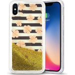 Zizo Liquid Glitter Star Case For Iphone X (Pink Flowers) - (GLST-IPHX-PKFL)