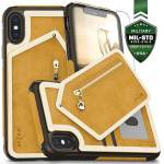 Zizo Nebula Wallet Case - Wallet Back And Zipper Pouch With Tempered Glass Screen Protector For Iphone X (Light Brown/Brown) - (NEB-IPH8-LBBR)