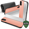Zizo Retro Series - Wallet Back With Magnetic Closure And Built-In Kickstand For Iphone Xs / X (Peach/Silver) - (RET-IPH8-PHSL)