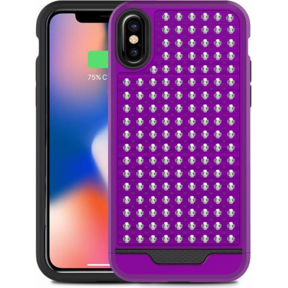 Zizo Star Diamond Hybrid Cover For Iphone X (Purple/Black) - (DLST-IPHX-PUBK)