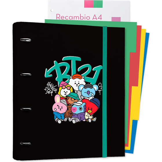 BT21 - Street Mood Collection A4 Binder With Sheets (4 rings, Rubber band) - (CBK0104)