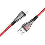 Borofone Highway - 1.2m Usb To Lightning Connection Cable (Black / Red) - (BFO-BU23-L-BR)