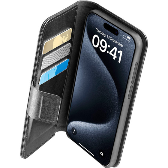 Cellularline Book Agenda - Iphone 15 Pro Case With Microban Coating (black) - (BOOKAG2IPH15PRO)