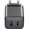 Cellularline Multipower Micro Gan - USB-C & USB-A Power Delivery 30W Mains Charger (black) - (ACHUSBGAN2PD30WK)