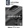 Cellularline Sensation Plus - Iphone 15 Pro Max Case With Microban Coating (black) - (SENSPLUSIPH15PRMK)