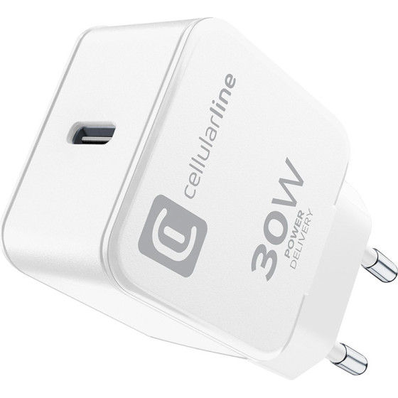 Cellularline The One - USB-C Power Delivery 30W Mains Charger (white) - (ACHIPHUSBCPD30WW)