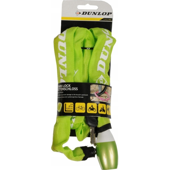 Dunlop - Bike Lock With Chain Lock 120cm (Green) - (8711252416984GREEN)