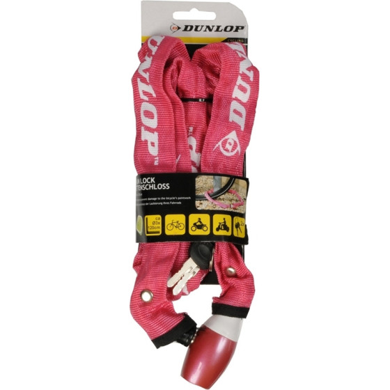 Dunlop - Bike Lock With Chain Lock 120cm (Red) - (8711252416984RED)