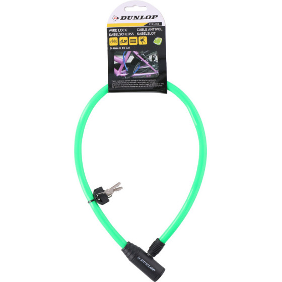 Dunlop - Cable, anti-Theft Bicycle Lock (green) - (8711252029252GREEN)