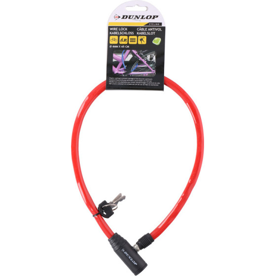 Dunlop - Cable, anti-Theft Bicycle Lock (red) - (8711252029252RED)