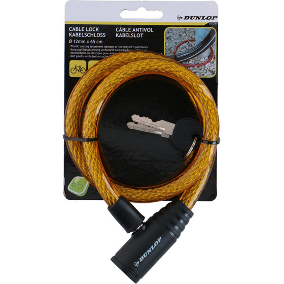 Dunlop - Spiral Keyed Bicycle Lock 65 Cm (orange) - (871125208264_ORANGE)