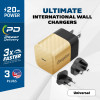 Energizer Ultimate - Multiplug Eu / Uk / Us Gan 20W Pd Mains Charger (Gold) - (A20MUGD)