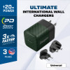 Energizer Ultimate - Multiplug Eu / Uk / Us Gan 20W Pd Mains Charger (Green) - (A20MUGR)