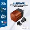 Energizer Ultimate - Multiplug Eu / Uk / Us Gan 20W Pd Mains Charger (Walnut burl) - (A20MUWO)