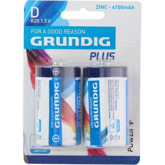 Grundig - Zinc Battery D / R20 1.5V 4100mAh 2 pcs. - (871125252564)