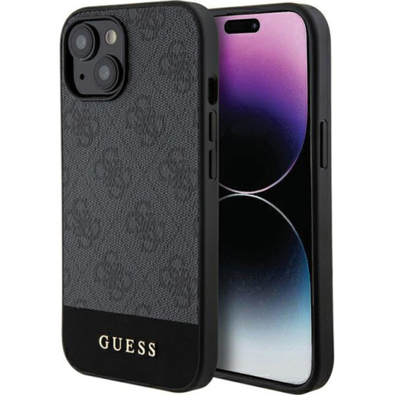 Guess 4G Bottom Stripe Metal Logo Collection - Case For Iphone 15 (Grey) - (GUHCP15SG4GLGR)