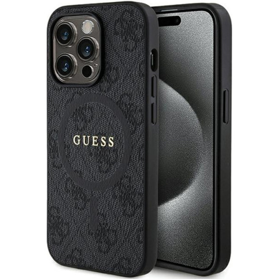 Guess 4G Collection Leather Metal Logo Magsafe - Case For Iphone 15 Pro Max (black) - (GUHMP15XG4GFRK)