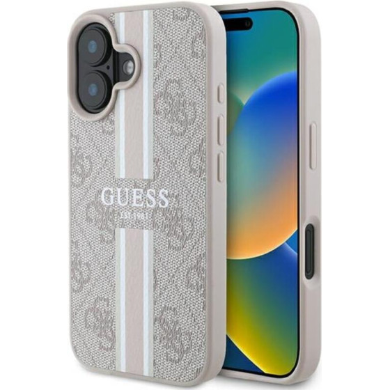 Guess 4G Printed Stripes Magsafe - Case Iphone 16 (pink) - (GUHMP16SP4RPSP)
