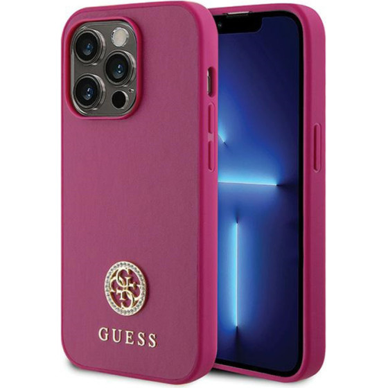 Guess 4G Strass Metal Logo - Case For Iphone 15 Pro Max (pink) - (GUHCP15XPS4DGPP)