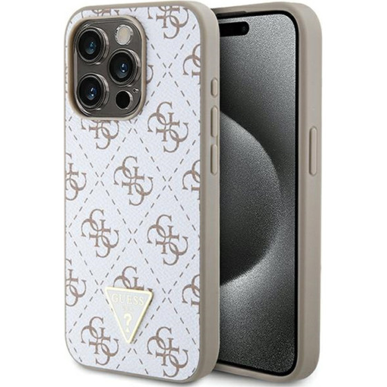 Guess 4G Triangle Metal Logo - Case For Iphone 15 Pro (White) - (GUHCP15LPG4GPH)