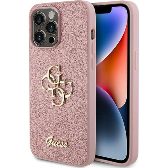 Guess Glitter Script Big 4G - Iphone 15 Pro Max Case (pink) - (GUHCP15XHG4SGP)