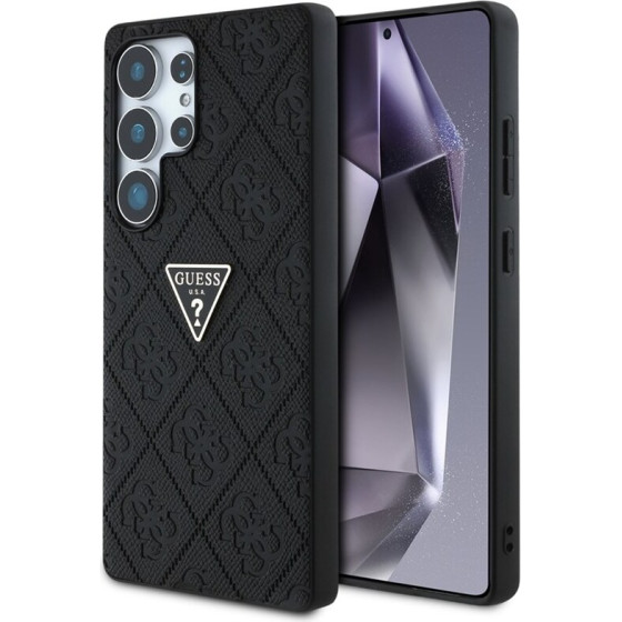 Guess Hot Stamp 4G Pattern Triangle Metal Logo - Case For Samsung Galaxy S25 Ultra (black) - (GUHCS25LPGP4STRK)