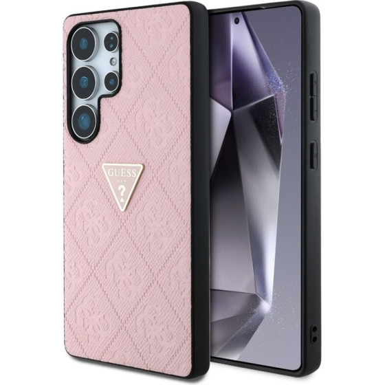 Guess Hot Stamp 4G Pattern Triangle Metal Logo - Case For Samsung Galaxy S25 Ultra (pink) - (GUHCS25LPGP4STRP)