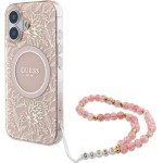 Guess Iml Flowers Allover Electro With Pearl Strap Magsafe - Case For Iphone 16 (Pink) - (GUHMP16SHCPOFPP)