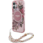 Guess Iml Flowers With Pearl Strap Magsafe - Case For Iphone 16 (Pink) - (GUHMP16SHFWBRCESP)