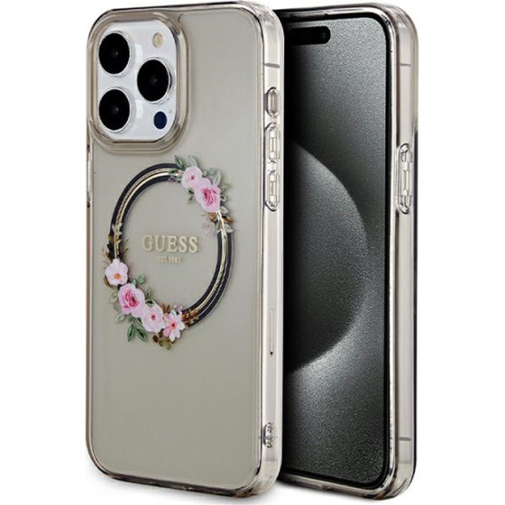 Guess Iml Flowers Wreath Magsafe - Case Iphone 15 Pro Max (Black) - (GUHMP15XHFWFCK)