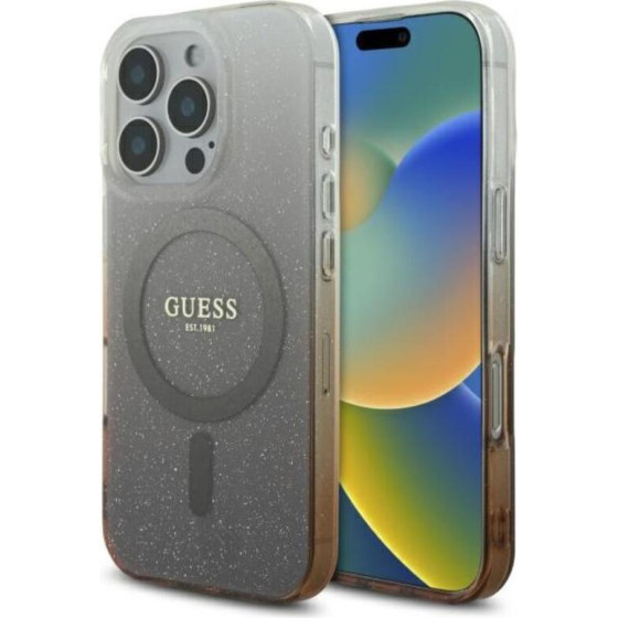 Guess Iml Glitter Gradient Magsafe - Case For Iphone 16 Pro (Brown) - (GUHMP16LHGRCELW)