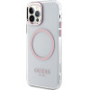 Guess Metal Outline Magsafe - Case For Iphone 12 / Iphone 12 Pro (Transparent / Pink) - (GUHMP12MHTRMP)