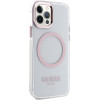 Guess Metal Outline Magsafe - Case For Iphone 12 / Iphone 12 Pro (Transparent / Pink) - (GUHMP12MHTRMP)