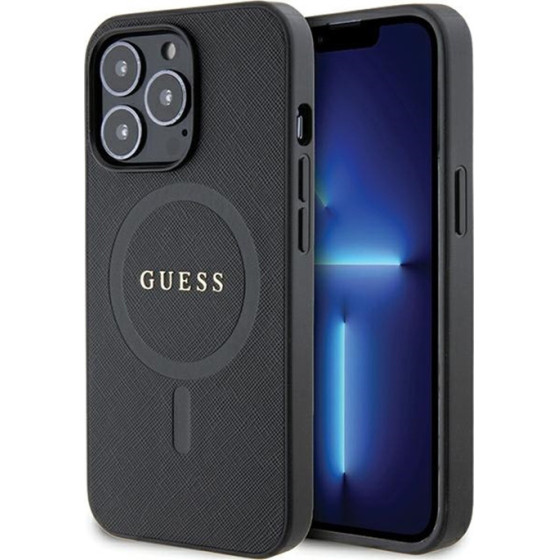 Guess Saffiano Magsafe - Case For Iphone 13 Pro Max (black) - (GUHMP13XPSAHMCK)