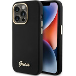 Guess Silicone Script Metal Logo & Frame - Iphone 15 Pro Max Case (black) - (GUHCP15XSMBSLK)