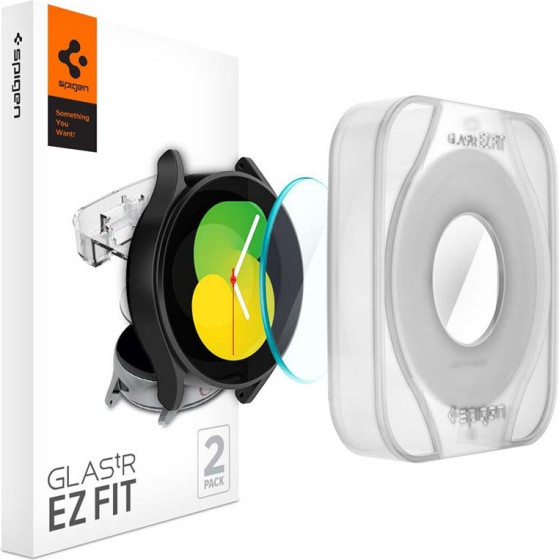 Spigen GLAS.Tr Ez Fit 2-Pack - Tempered Glass For Samsung Galaxy Watch 4 / 5 44 Mm (2 pcs) - (AGL05339)