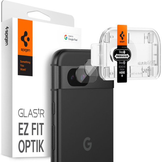 Spigen Optik.Tr Ez Fit Camera Lens Protector 2-Pack - Lens Protection Glass For Google Pixel 8A (2 pcs) (Black) - (AGL07465)