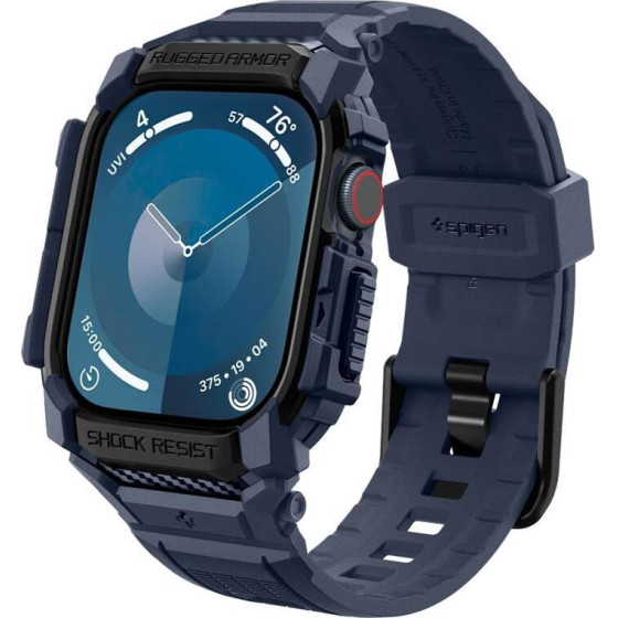 Spigen Rugged Armor Pro - Strap With Case For Apple Watch 10 46 Mm (Navy Blue) - (ACS08606)