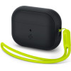 Spigen Silicone Fit Strap - Case For Apple Airpods Pro 1 / 2 (Black / Green) - (ACS05810)