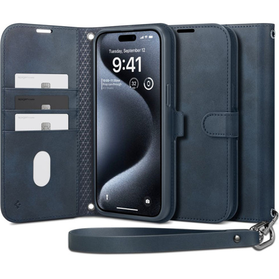 Spigen Wallet S Pro - Case For Iphone 15 Pro Max (Navy) - (ACS06606)