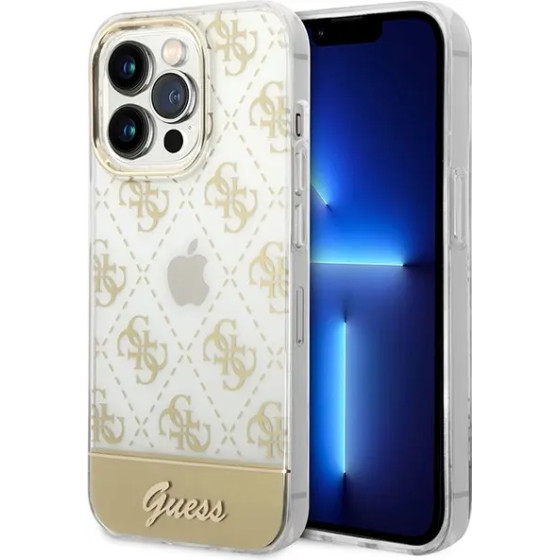 Guess GUHCP14LHG4MHg Iphone 14 Pro 6.1 Gold / Gold Hardcase 4G Pattern Script - (GUE002180-0)