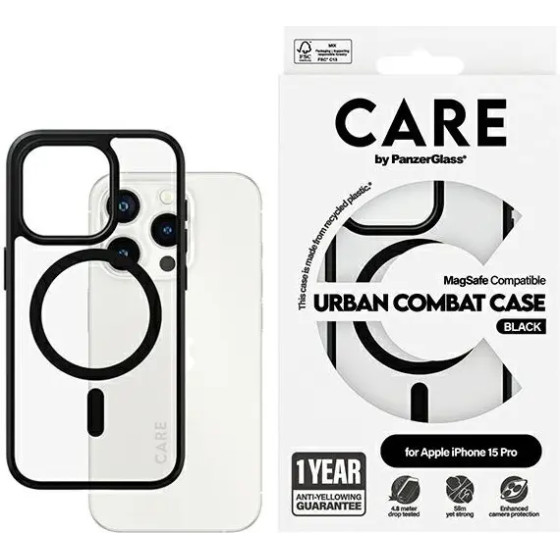 PanzerGlass Care By Urban Combat Case Magsafe For Iphone 15 Pro - Black - (PAN000748-0)