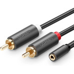 Ugreen AV102 10588 Audio Mini Jack Cable 3.5mm (female) - 2RCa (male) 1m - Gray - (10588-ugreen)